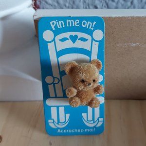 Vintage 1980's Velvet Teddy Bear Pin
